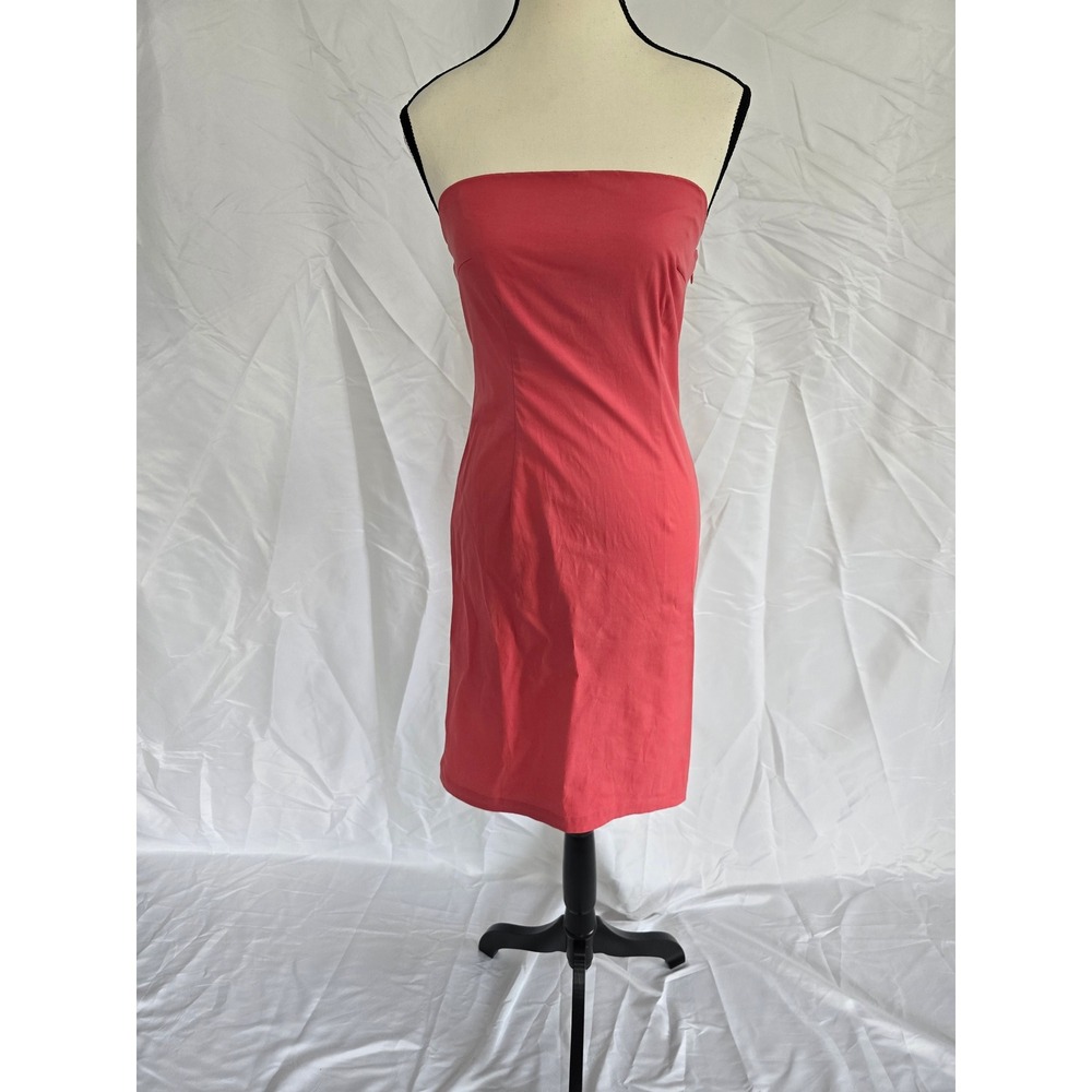 J. Crew‎ Coral Pink Strapless Sheath Dress Knee Length Women's